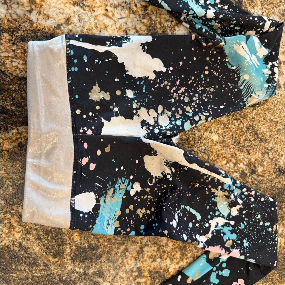 Justice Black and Blue Splatter Leggings
